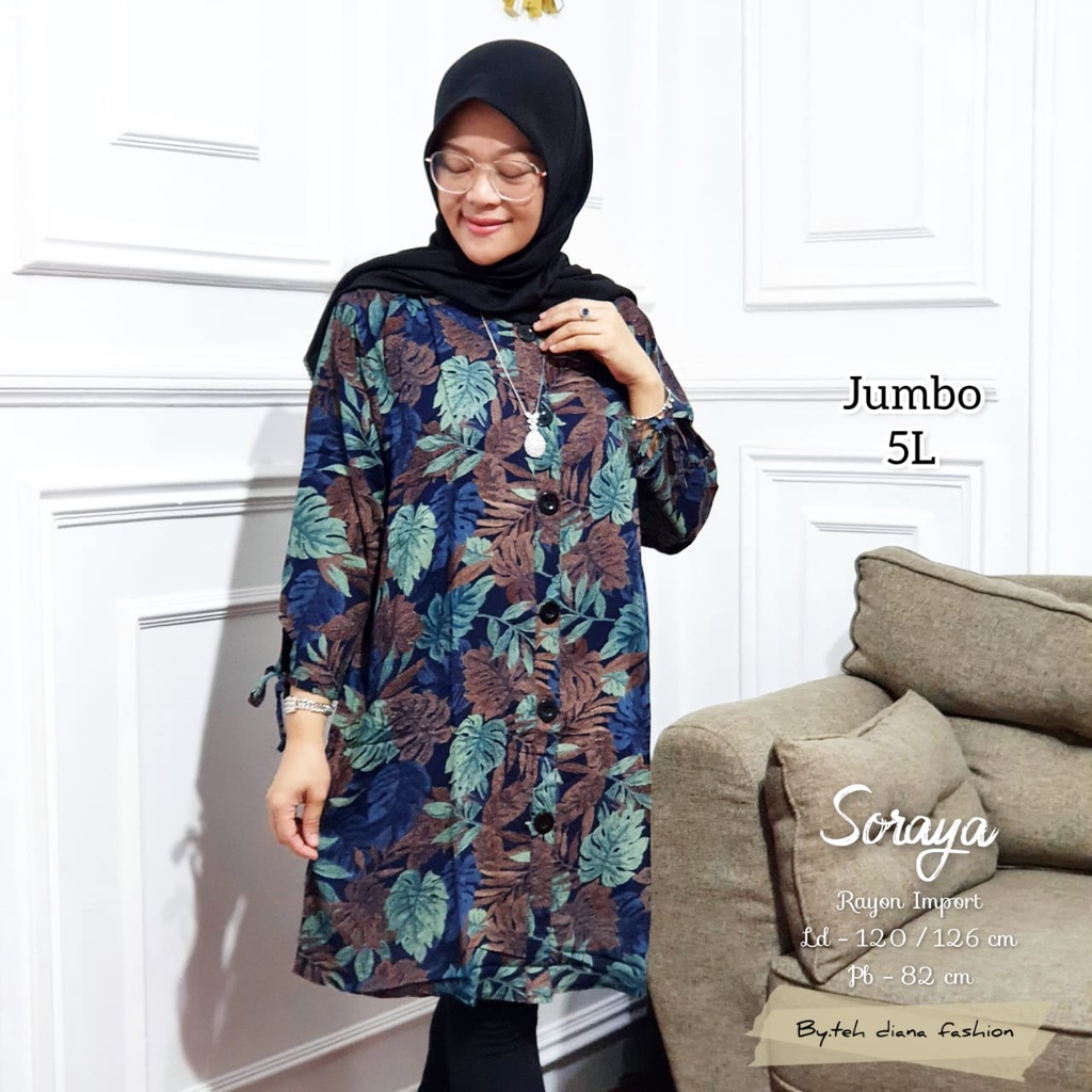 Baju Atasan Wanita Jumbo / Blouse Wanita Jumbo / Atasan Wanita Jumbo Model Soraya Viscose LD 124-1