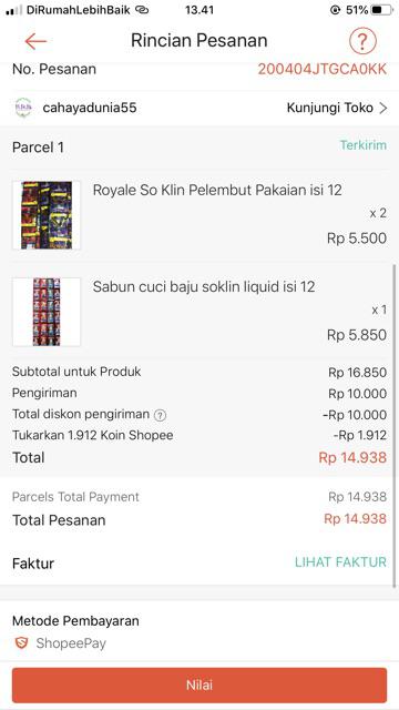 Royale So Klin Pelembut Pakaian 1 Renceng Isi 12