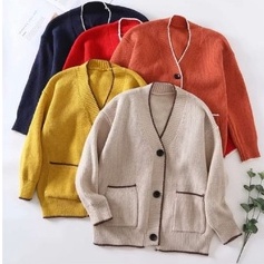 AFI Cardigan Rajut Wanita Kekinian Polos Premium Tebal | Sweater Wanita | Sweater Korea | Sweater Panjang