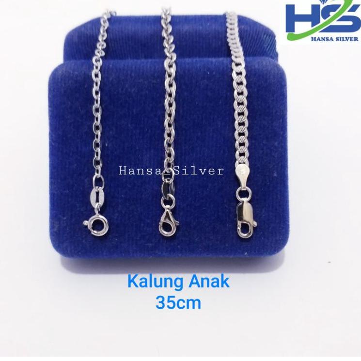 Booming--Kalung Perak Anak Laki - Laki Dan Perempuan Silver Asli 925 Lapis Emas Putih - Perhiasan Pe