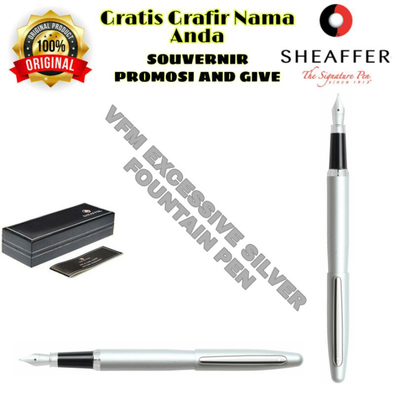 

PULPEN SHEAFFER VFM EXCESSIVE SILVER FOUNTAIN PEN ORIGINAL GRATIS GRAFIR NAMA ANDA