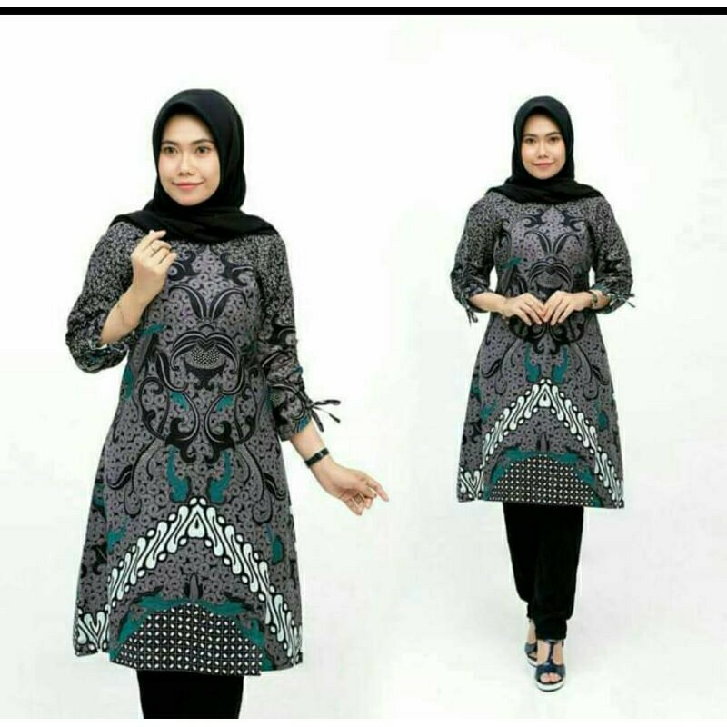 Bisa Pisah Batik Couple Keluarga Sania Ruffle Ori Ndoro Jowi Dnt Motif Dimensi Abu Terlaris