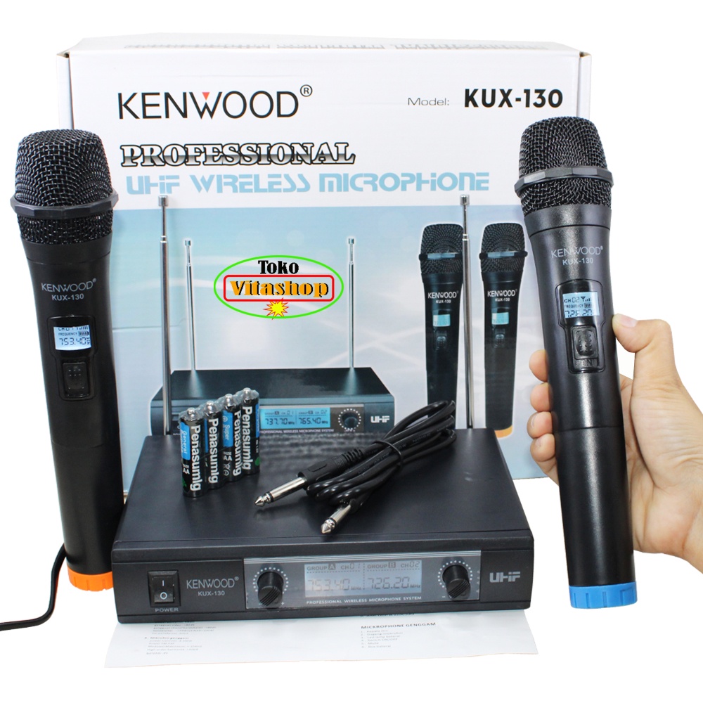 MICROPHONE WIRELESS KENWOOD KUX-130 MIC TANPA KABEL MIK KARAOKE MICROFON VOCAL PROFESIONAL