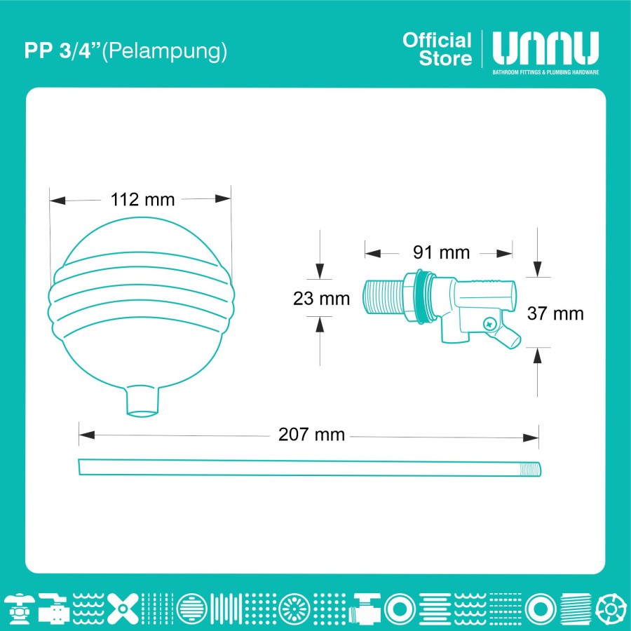 UNNU Pelampung Plastik - PP - 3/4&quot; inch