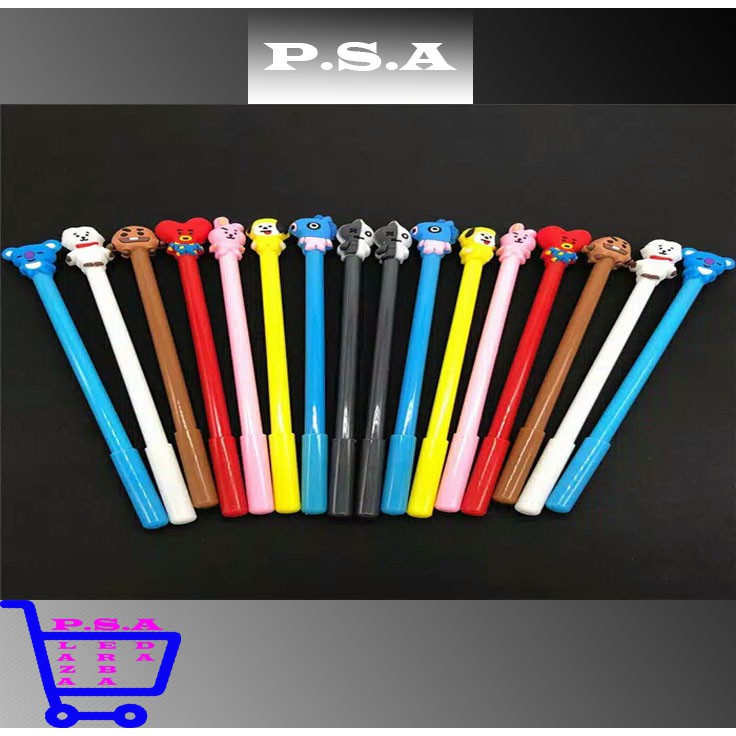

PSA♚BT21 PENA BT21 CUTE BLACK INK GEL PEN CARTOON BALLPOINT SCHOOL STATIONERY PENA IMPORT