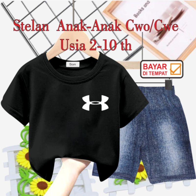 STELAN ANAK UNISEX/CELANA SEMI JEANS USIA 2 THN-10 THN(LOGO UNDER)