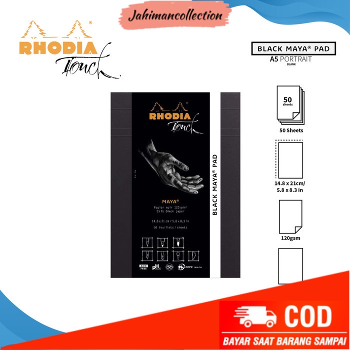 

✨ BISA COD ✨ Buku Sketsa Rhodia Touch A5 Black Maya Pad - BLANK PAPER