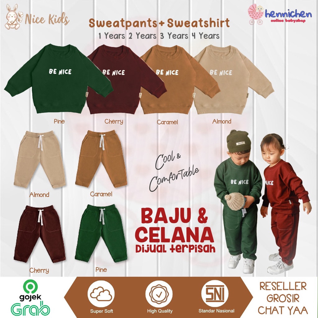 Nice Kids - Unisex Sweatpants Celana panjang Jogger anak Legging anak unisex  (1-4 Tahun)