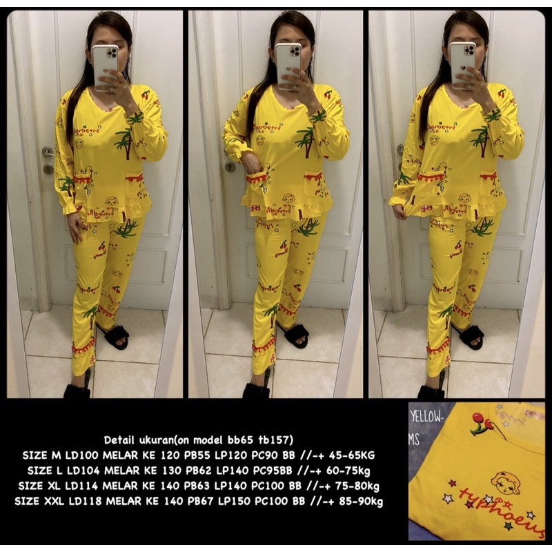 BAJU TIDUR LENGAN PANJANG LEISURE VOGUE DLL KOREA IMPORT CINA WANITA KADO PP PIYAMA REMAJA DEWASA-PPO-005 THYPO / L