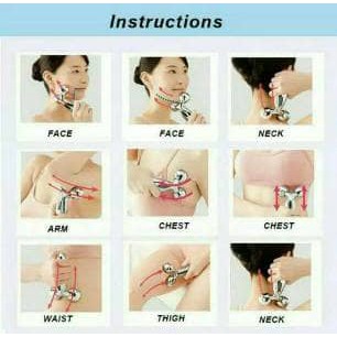 3D SILVER Massager Pengencang Wajah Body Skin Care Pijat