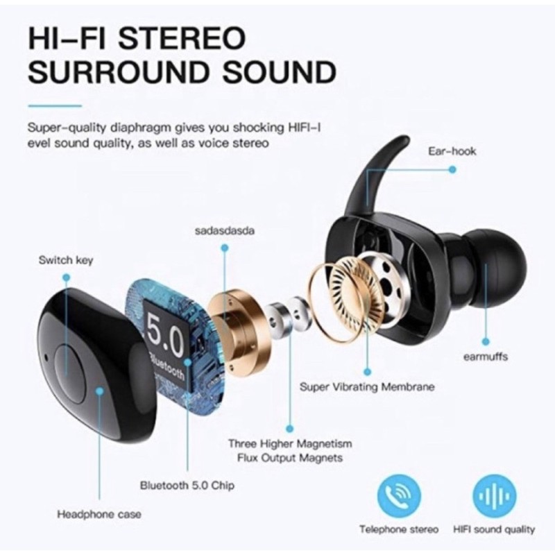 Headset Bluetooth TWS-4 Versi 5.0 - Headset bluetooth