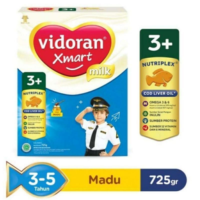 Susu vidoran xmart 1+ / 3+ madu 725 gram