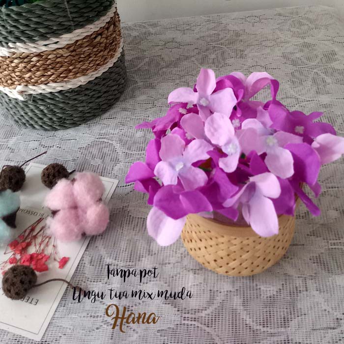 bunga plastik hydrangea/bunga plastik dekorasi/bunga artificial-UNGU TUA MIX MUDA