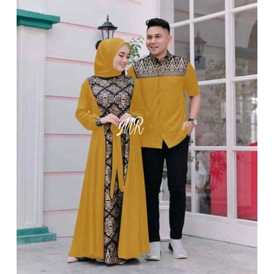 Baju Gamis Couple Batik Wanita Remaja Terbaru 2022 Cp Irwansyah Model Kekinian Bhan Brukat Modern Pe