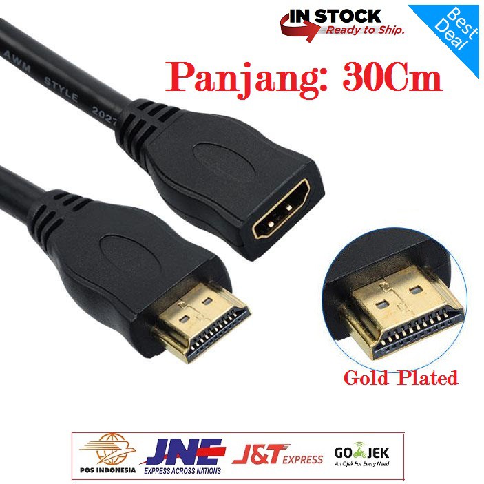 Kabel HDMI Extension Extender HDMI Perpanjang Male To Female 30cm