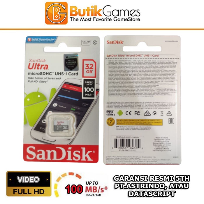 New Micro sd 32gb Sandisk microsd 32 gb sandisk original resmi