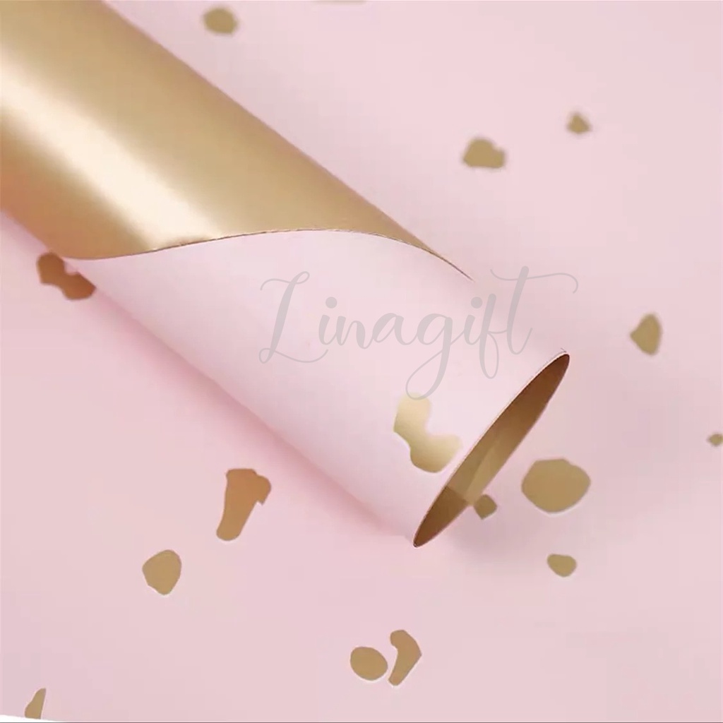 ( 5 Lembar ) BICOLOR GOLD FLAKES - FLOWER WRAPPING PAPER BICOLOR GOLF FLAKES / KOREAN DOUBLE COLOR GOLD CELLOPHANE / KERTAS BUNGA / DIY / RANGKAIAN BUKET FLORIST