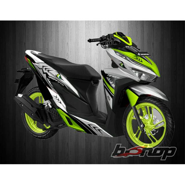 Decal stiker new vario 150 shark hijau merah variasi sticker