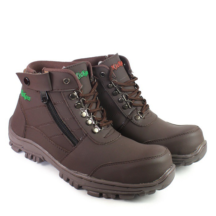 MS SHOP - TERMURAH - Boots Safety Cowok Kickers Morisey Coklat Sepatu Gunung Pria Bots Hiking Gaya