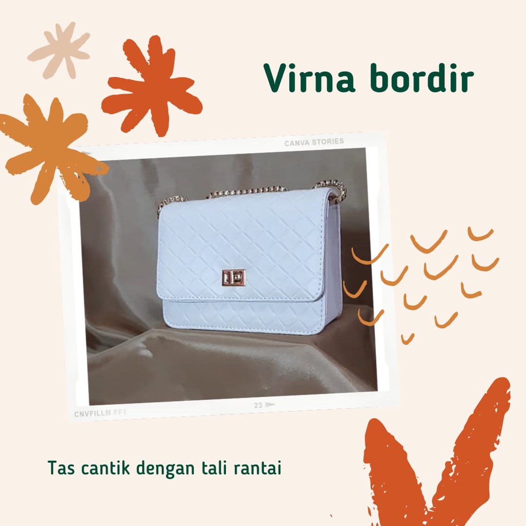 Tas wanita tali rantai selempang virna putih
