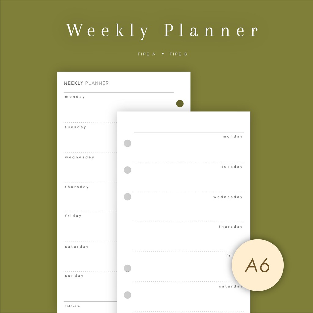 

A6 - Loose Leaf Weekly Planner by Notokata - 3004