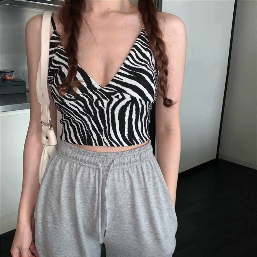 Tank Top Kamisol Rajut Wanita Knit Crop Top Bra Korean Style