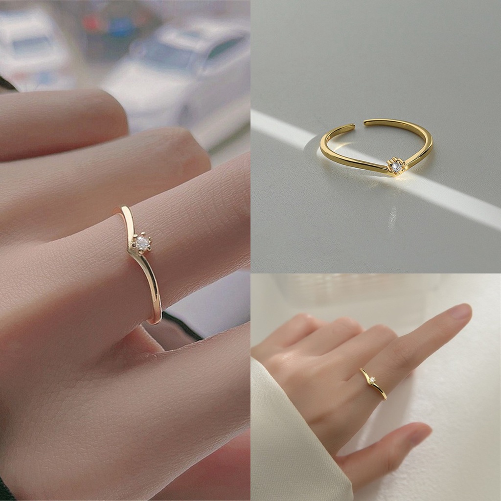 【COD Tangding】Cincin Jari Telunjuk Adjustable Desain V-word Untuk Wanita