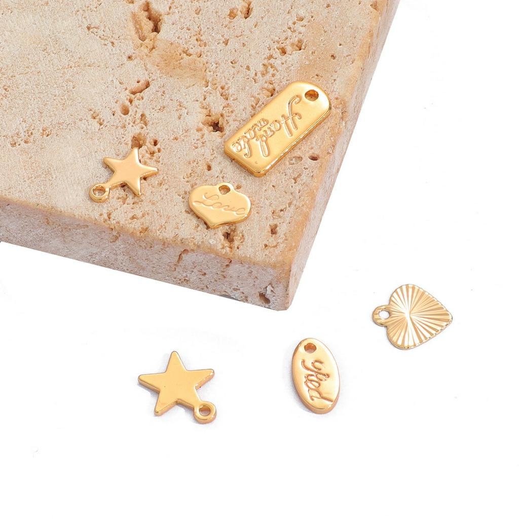 CHARMS 5pcs Rantai Extender Lapis Emas 18k Bentuk Bintang / Hati Untuk Membuat Perhiasan Diy