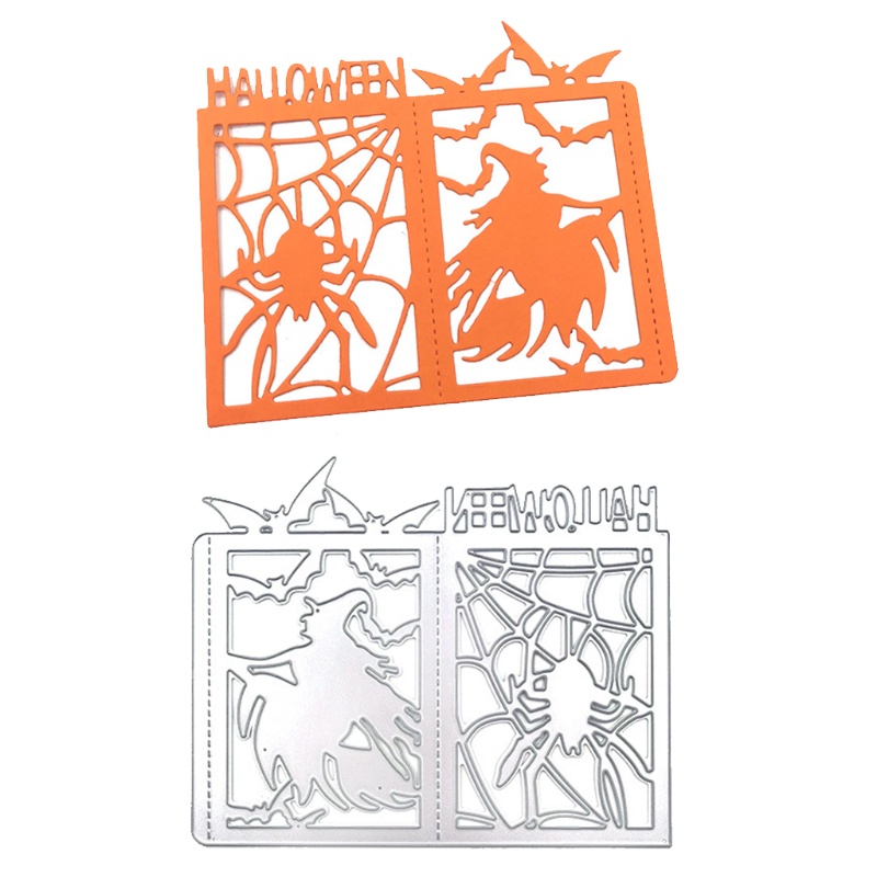 Cutting Dies Embossing Bahan Carbon Steel Desain Kelelawar Laba-Laba Halloween Untuk Scrapbook