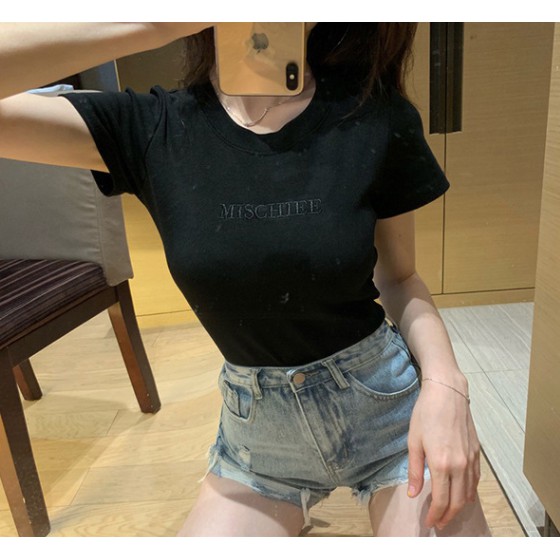 Kaos Ketat Kaos Pas Body Kaos Premium Kaos Wanita kualitas Bagus Kaos Lengan Pendek Korean Style