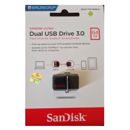 USB FLASDISK OTG SANDISK 64G ORIGINAL, FLASHDISK USB OTG 64GB ORIGINAL