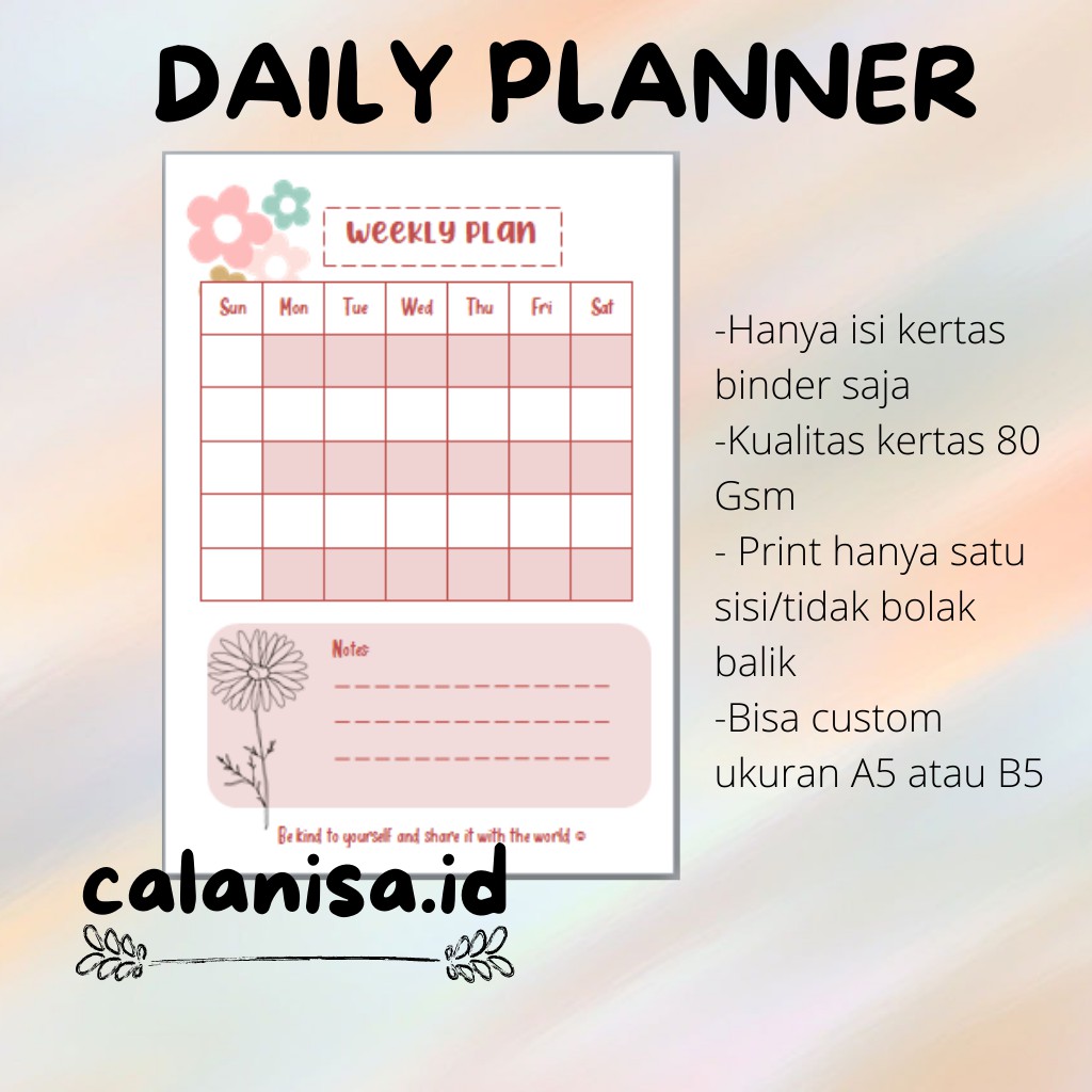 

Isi binder daily planner ukuran B5 A5 aesthetic bisa custom by calanisa.id