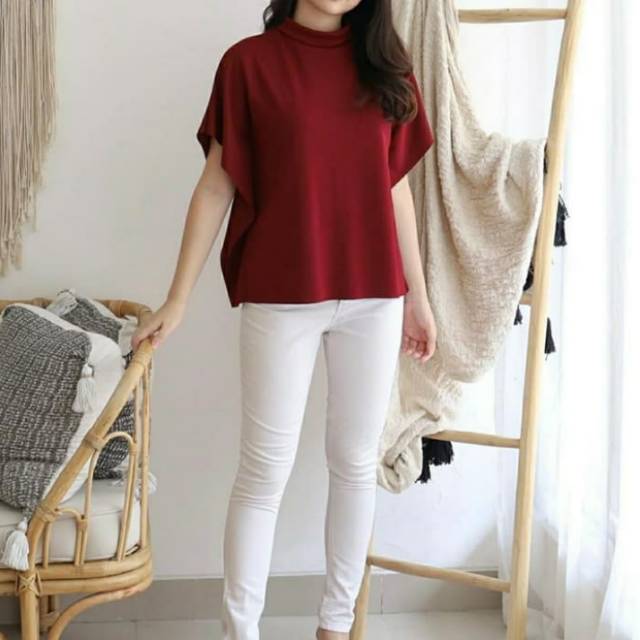 Atasan blouse casual kantor wanita merah maroon meiysa ranto/ atasan wanita/ baju wanita/ murah