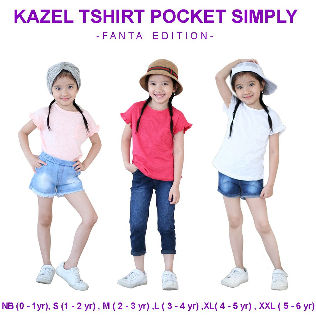 CUCI GUDANG diskon 3 Pcs KAZEL TSHIRT POCKET SIMPLY BAJU ANAK / BAJU BAYI