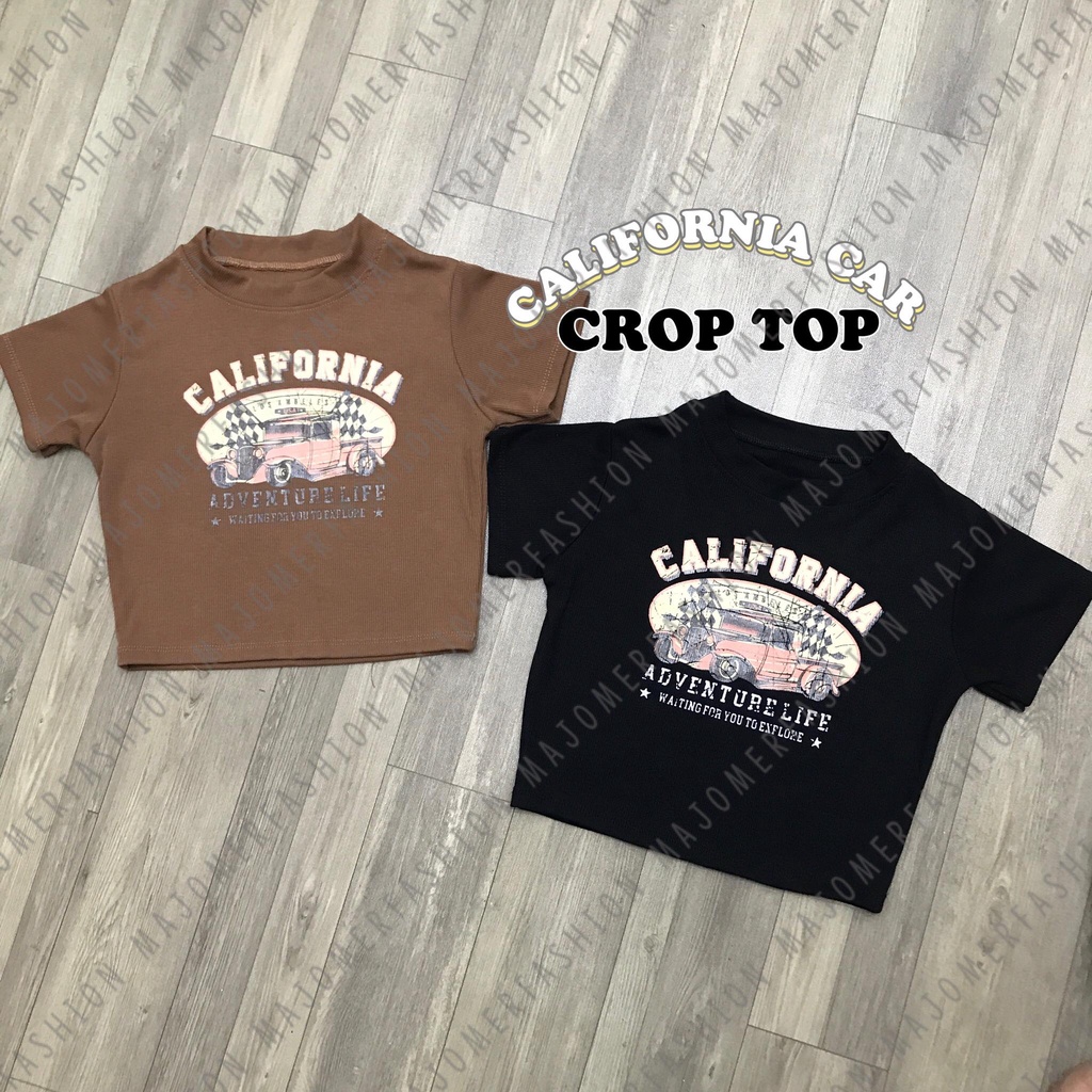 MAJOMER ® | CALIFORNIA CAR CROP TOP - KAOS CROP TOP WANITA