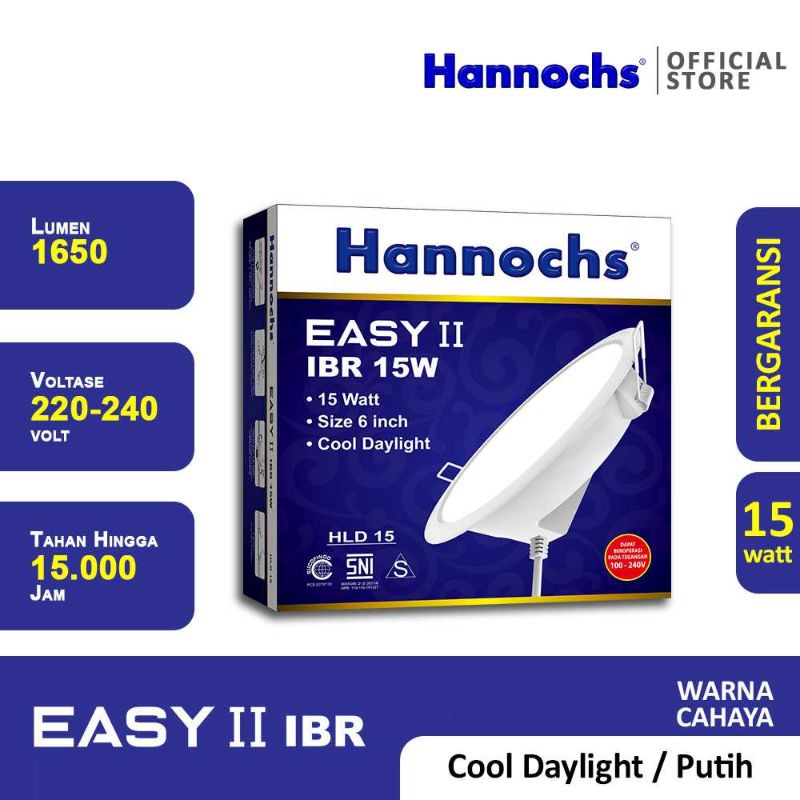 Hannochs Downlight LED EASY II 3w/5w/7w/9w/12w/15w IBR Cahaya Putih