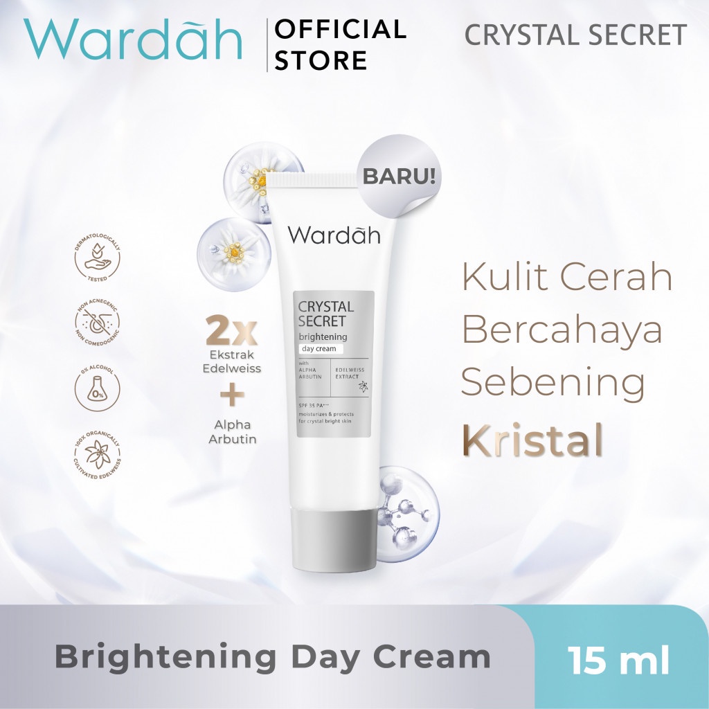 Wardah Crystal Secret Brightening Day Cream SPF 35 PA+++ 9ml | 15ml | 30g