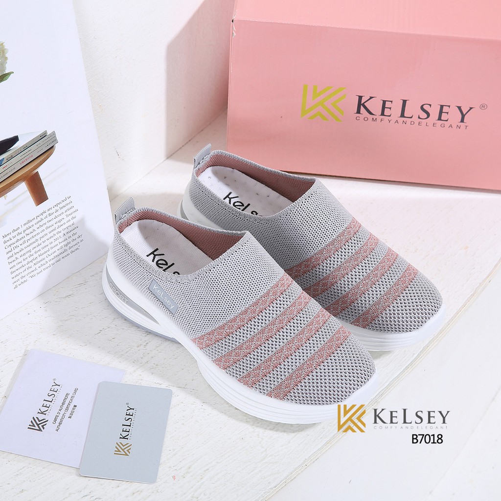 Kelsey Sandal FlyKnit Wedges 4cm Selop Wanita B7018