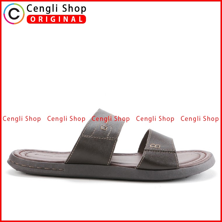 SANDAL SLIDE KULIT ANDRE VALENTINO PRIA ORIGINAL CASUAL COKLAT AVM17