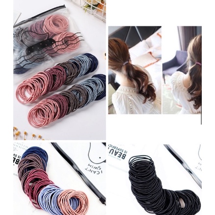 KARET IKAT RAMBUT WANITA KOREA STYLE (isi 100) / KARET KOREA ISI 100