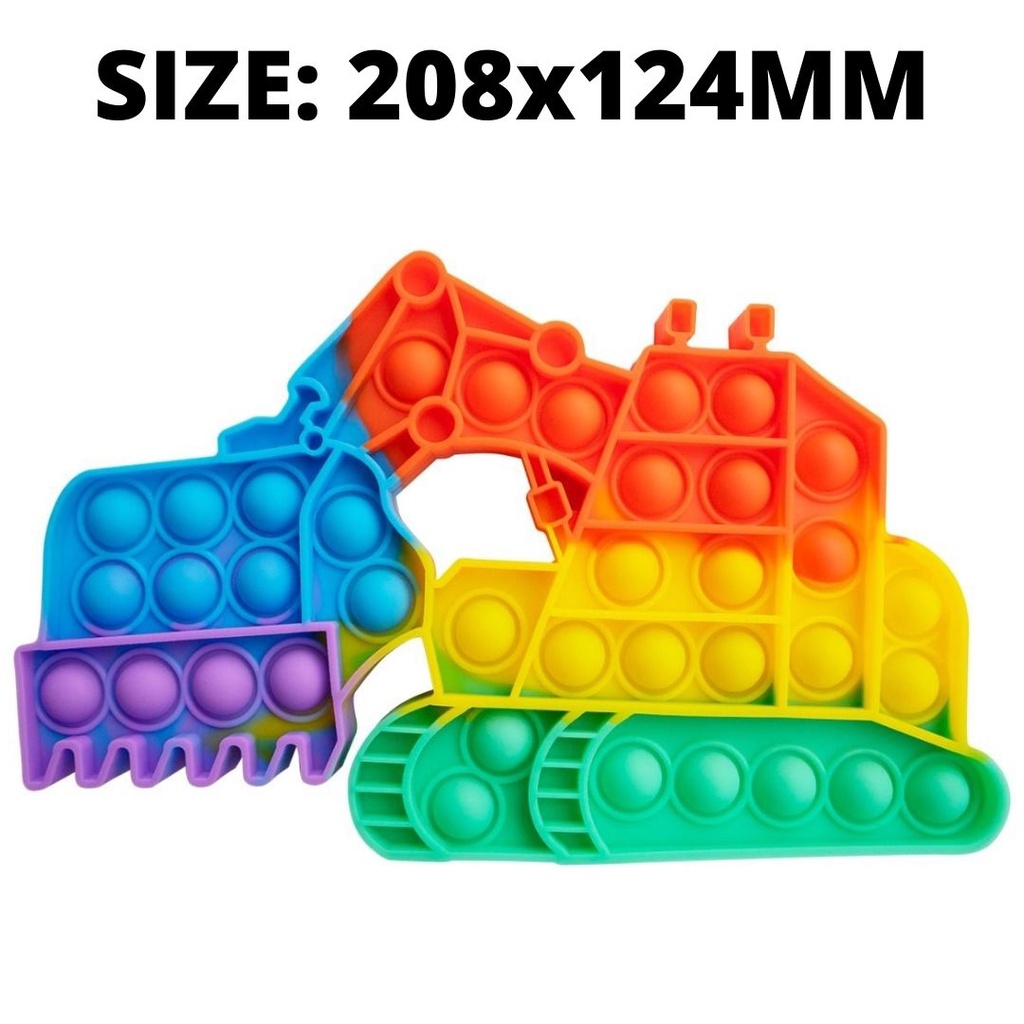 Pop It Jumbo FIDGET TOY Mainan Anak Karakter BTS Rainbow Ukuran 20 cm-EXCAVATOR