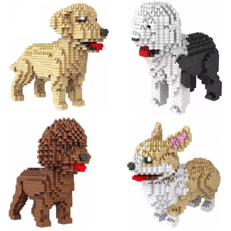 Mainan Balok Bangunsusun Model Lego Bentuk Anjing Husky Mike Schnauzer Untuk Edukasi Anak