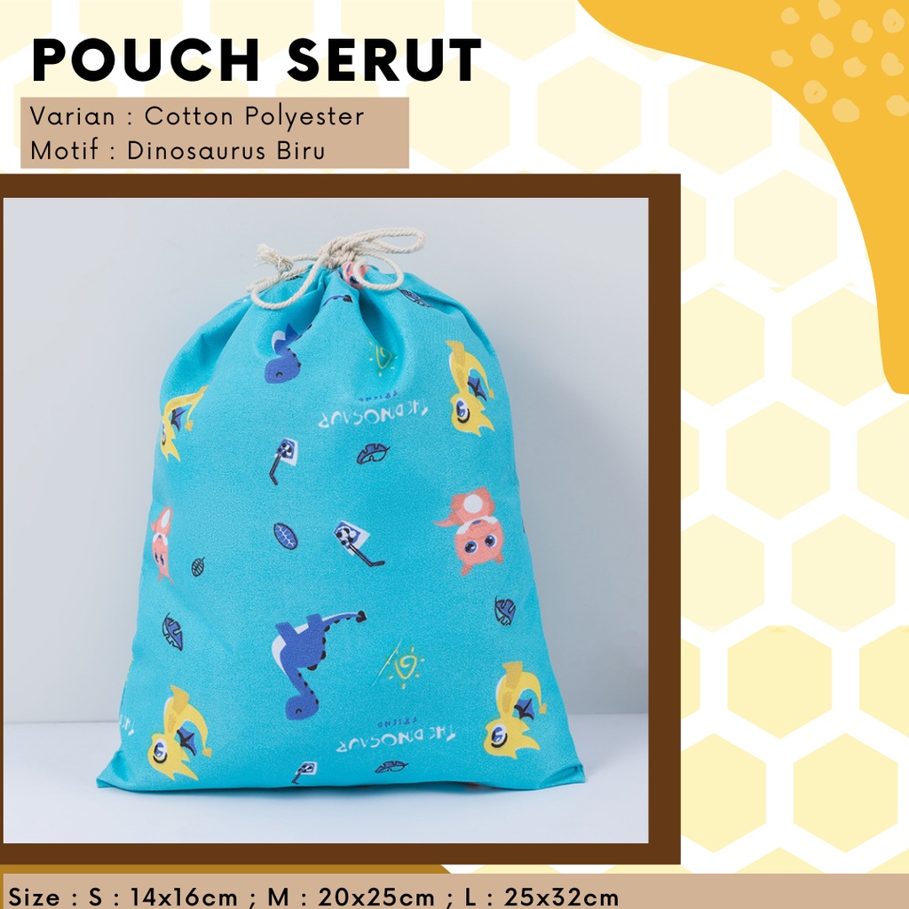 Pouch Serut Motif Cotton New Dinosaurus / Serbaguna / Souvenir