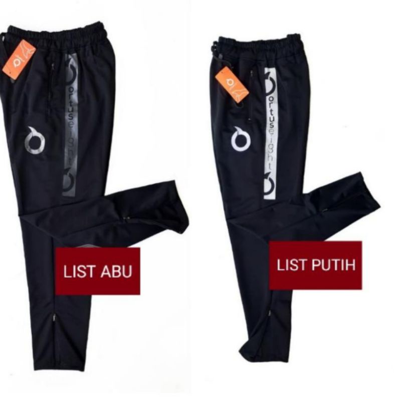 terlaris celana training pria ortuseight panjang resleting bawah dan saku atas trakpant olah raga mu