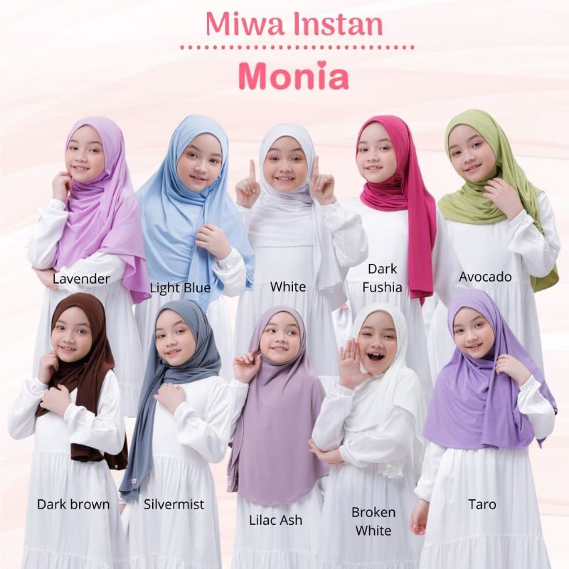 Monia Hijab Kids - Miwa Hijab Pashmina Instan Kerudung Bayi Jilbab Anak