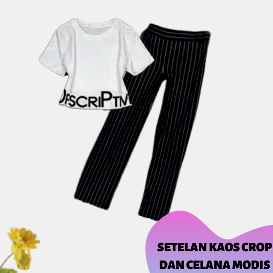MichelleStore COD Paket Setelan Wanita Celana Yomi Dan Kaos Crop Descriptive-2