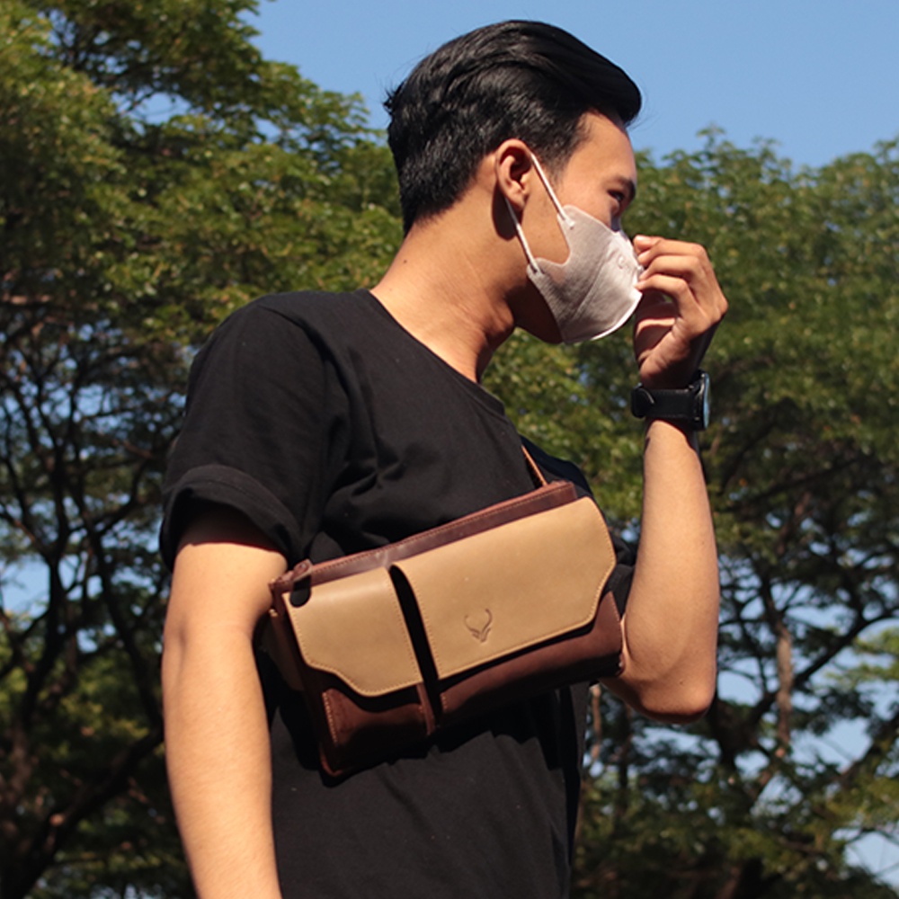 Waistbag Kulit asli BRAVA dual tone by BULL.LTHR