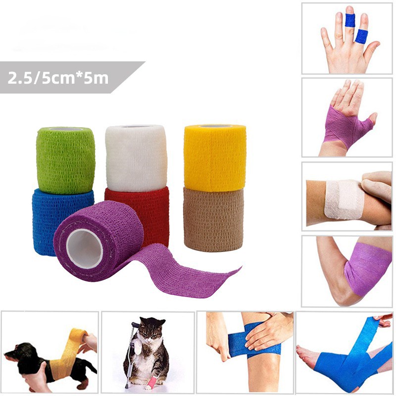 Perban Membungkus Perekat Elastis Pita Pertolongan Pertama Dukungan Pergelangan Tangan Jari Olahraga