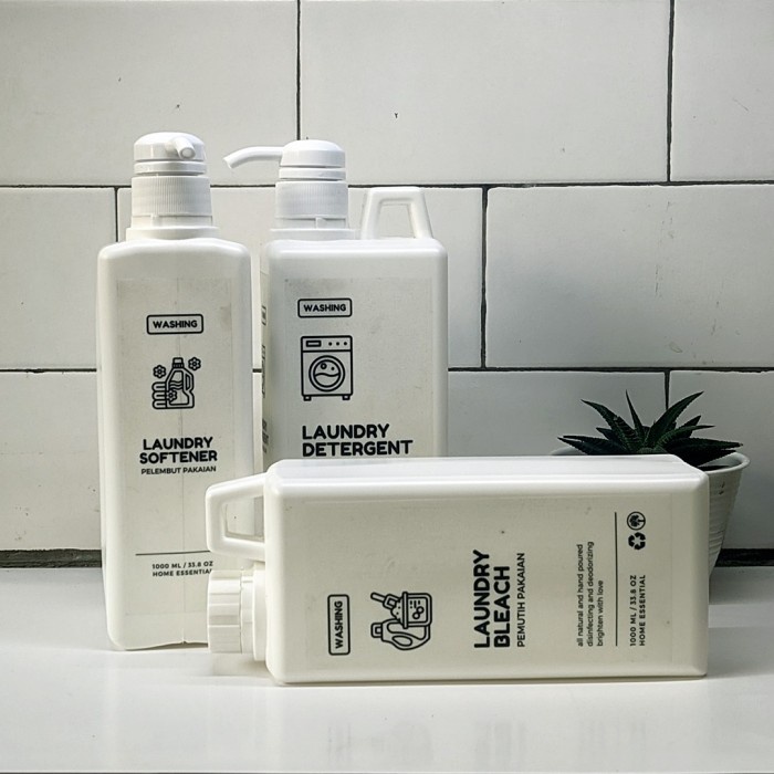 Botol Refill Estetik dengan Pump Tempat Deterjen Cair 1 Liter
