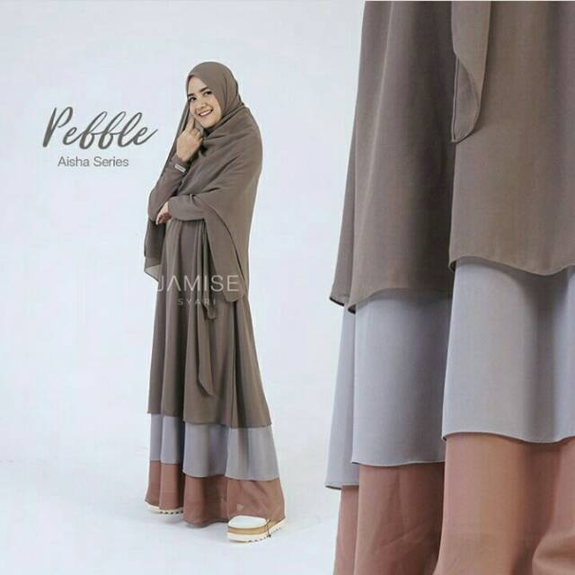 Set Gamis+Khimar Syari Aisha Series Pebble By Jamise Syari